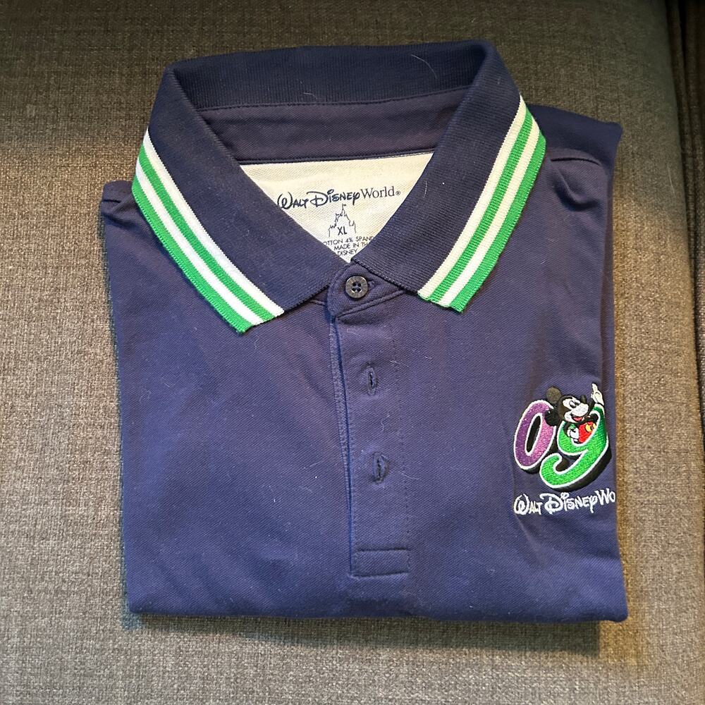 NWT Walt Disney World 2009 Mickey Mouse Polo Shirt – Navy Blue – Size XL